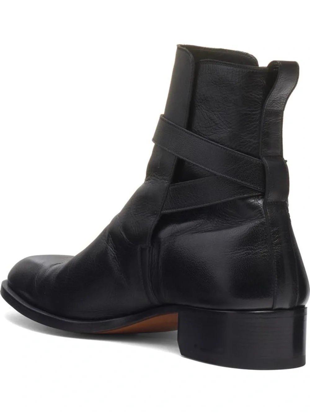 Tom Ford Black Leather Ankle Boots with Gold Buckle